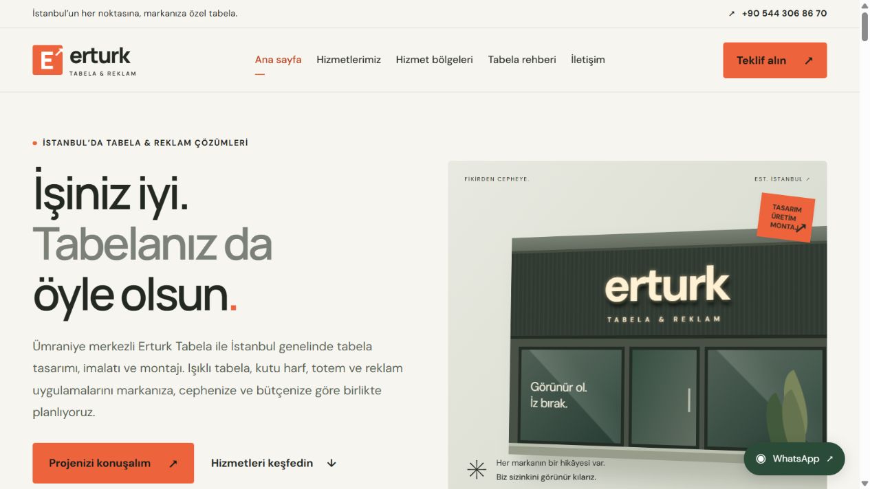 Erturk Tabela - Web Tasarım ve SEO Projesi